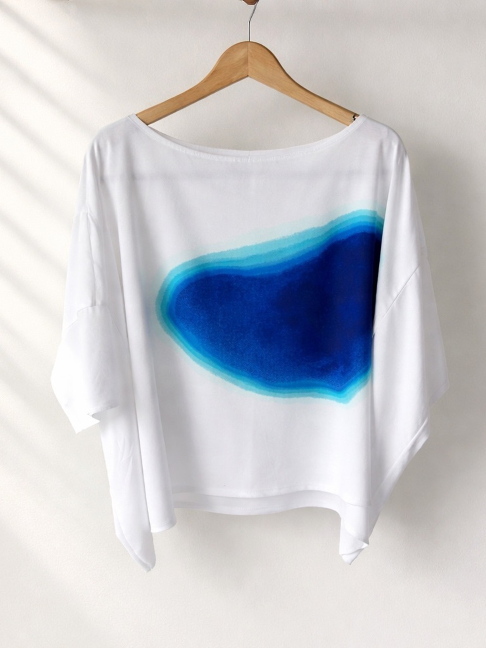 Rachel Roy White and Blue Women's Blouse | Medium